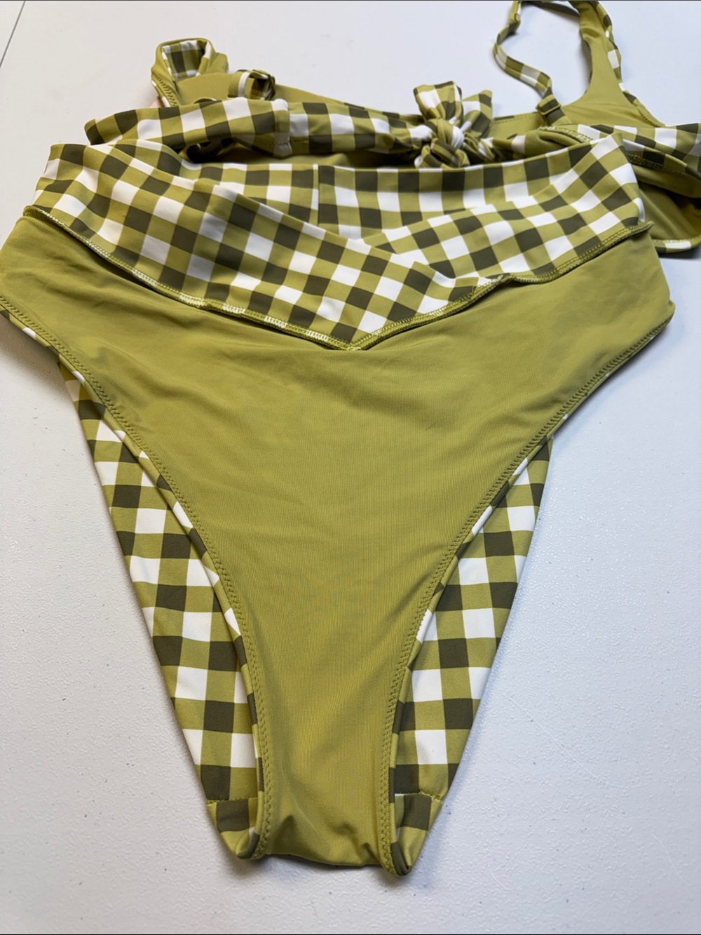 aerie Olive & White Gingham Bikini Set - Picture 6 of 6